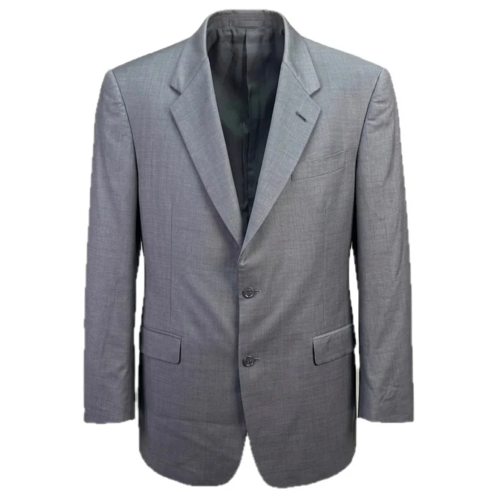 Burberry London Blazer Mens 42L Grey Pure New Wool 2 Button Sport Coat Jacket